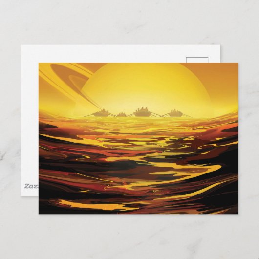 Retro Space Poster - Titan, de grootste maan van S Briefkaart (Voorkant / Achterkant)