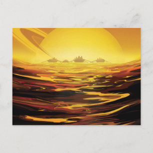 Retro Space Poster - Titan, de grootste maan van S Briefkaart