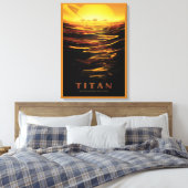 Retro Space Poster - Titan, de grootste maan van S Canvas Afdruk (Insitu (Slaapkamer))