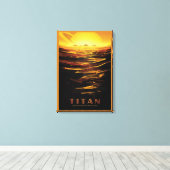 Retro Space Poster - Titan, de grootste maan van S Canvas Afdruk (Insitu (Houten vloer))