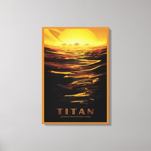 Retro Space Poster - Titan, de grootste maan van S Canvas Afdruk (Voorkant)