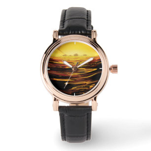 Retro Space Poster - Titan, de grootste maan van S Horloge