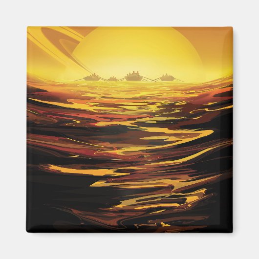 Retro Space Poster - Titan, de grootste maan van S Magneet (Voorkant)