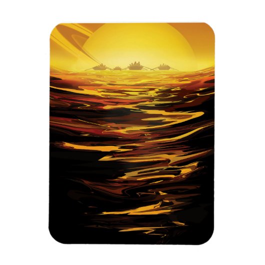 Retro Space Poster - Titan, de grootste maan van S Magneet (Verticaal)