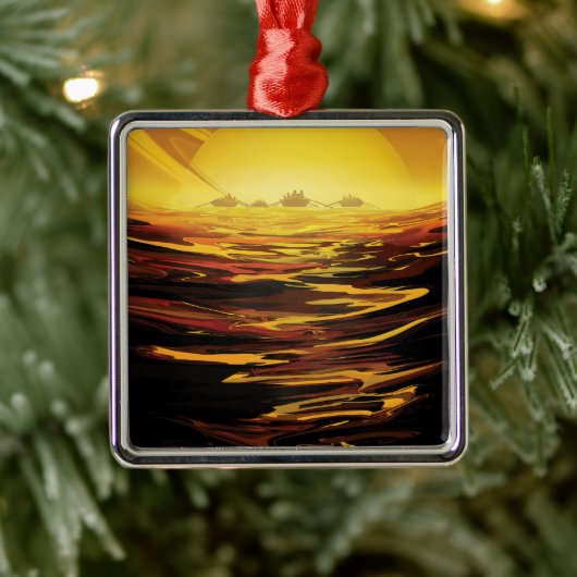 Retro Space Poster - Titan, de grootste maan van S Metalen Ornament (Boom)