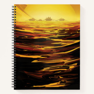 Retro Space Poster - Titan, de grootste maan van S Notitieboek