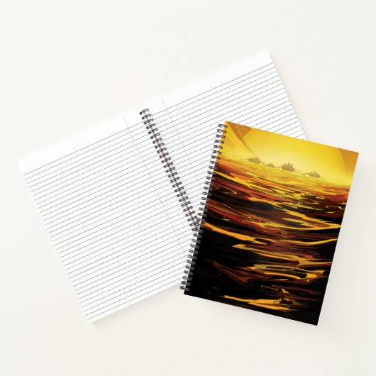 Retro Space Poster - Titan, de grootste maan van S Notitieboek (Binnen)