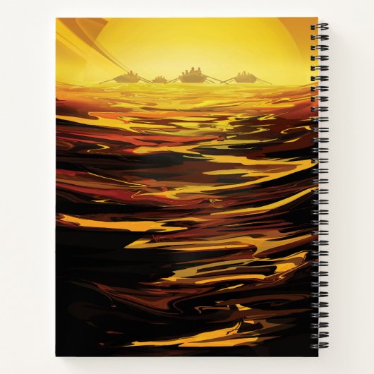 Retro Space Poster - Titan, de grootste maan van S Notitieboek (Achterkant)