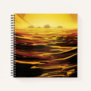 Retro Space Poster - Titan, de grootste maan van S Notitieboek