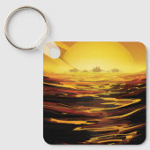 Retro Space Poster - Titan, de grootste maan van S Sleutelhanger (Voorkant)