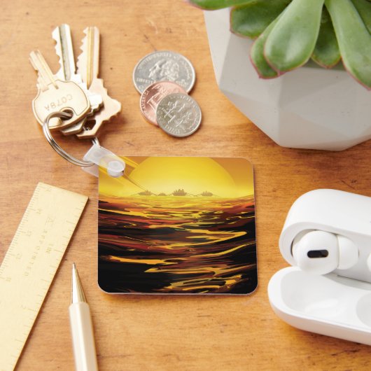 Retro Space Poster - Titan, de grootste maan van S Sleutelhanger (Bureau)