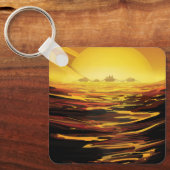 Retro Space Poster - Titan, de grootste maan van S Sleutelhanger (Voorkant)