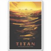 Retro Space Poster - Titan, de grootste maan van S Sticker (Voorkant)
