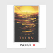 Retro Space Poster - Titan, de grootste maan van S Sticker (Vel)