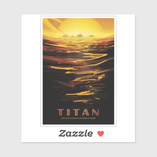 Retro Space Poster - Titan, de grootste maan van S Sticker (Vel)
