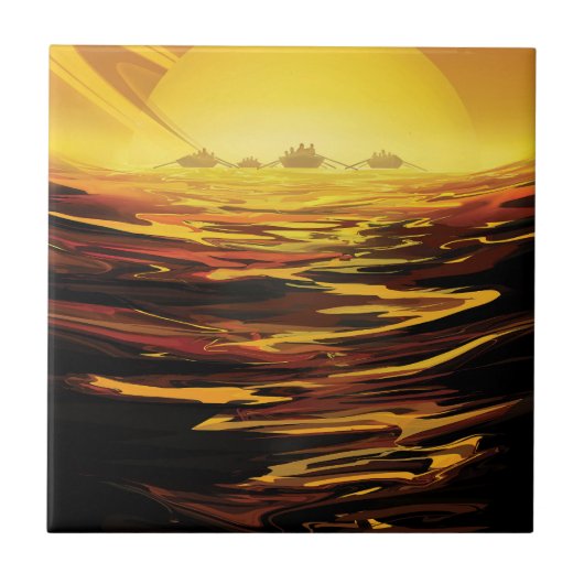 Retro Space Poster - Titan, de grootste maan van S Tegeltje (Voorkant)