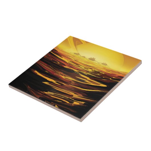 Retro Space Poster - Titan, de grootste maan van S Tegeltje (Zijkant)