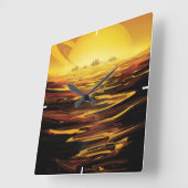 Retro Space Poster - Titan, de grootste maan van S Vierkante Klok (Hoek)