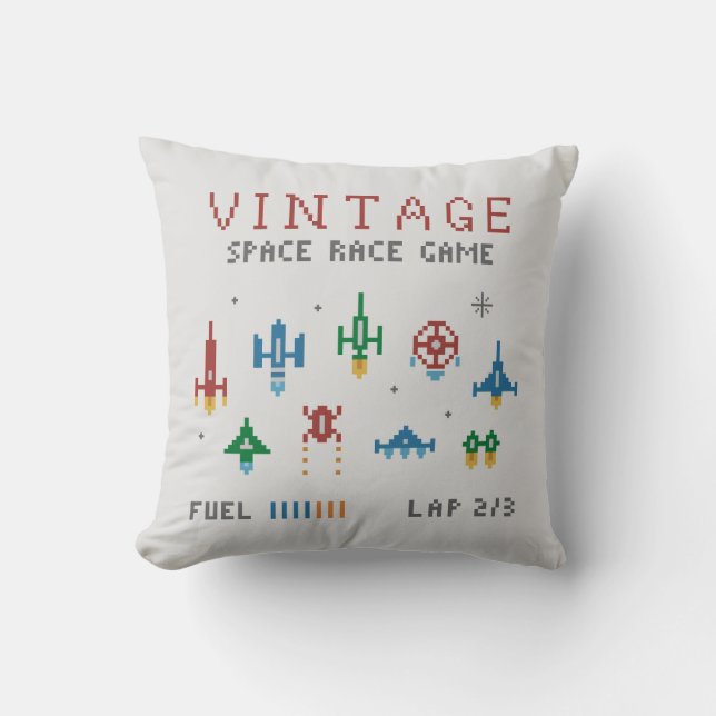 Retro Space Race Kussen (Voorkant)