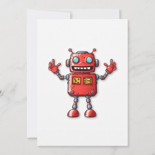 Retro Space Robot Verjaardagsfeestuitnodigingen Kaart (Achterkant)