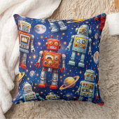Retro space robots Galactic voyage decorative thro Kussen (Deken)