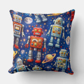Retro space robots Galactic voyage decorative thro Kussen (Voorkant)