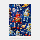 Retro space robots Galactic voyage fine art poster (Voorkant)