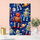 Retro space robots Galactic voyage fine art poster (Huwelijk)