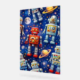 Retro space robots Galactic voyage fine art poster