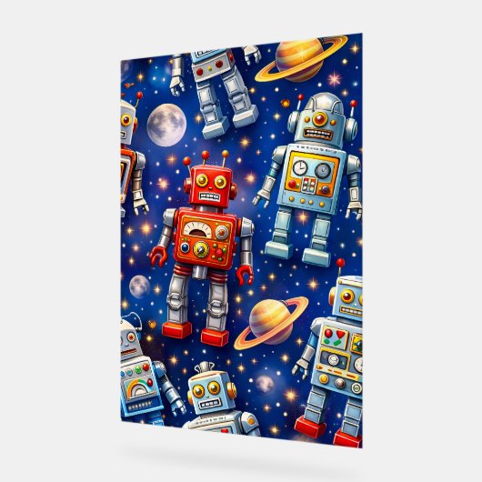 Retro space robots Galactic voyage fine art poster (Hoek)