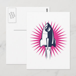 Retro Space Rocket Briefkaart