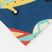 Retro Space Rocket Cars Blue - Aangepaste naam Fleece Deken (Hoek)