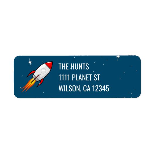 Retro Space Rocket Etiket (Voorkant)