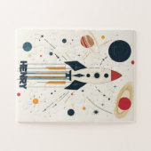Retro Space Rocket Illustratie Legpuzzel (Horizontaal)