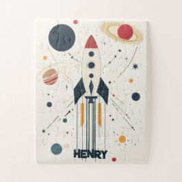 Retro Space Rocket Illustratie Legpuzzel