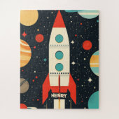 Retro Space Rocket Illustratie Legpuzzel (Verticaal)