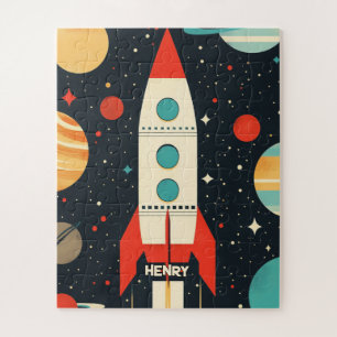 Retro Space Rocket Illustratie Legpuzzel