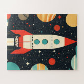 Retro Space Rocket Illustratie Legpuzzel (Horizontaal)