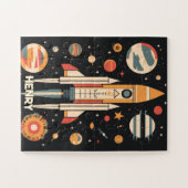 Retro Space Rocket Illustratie Legpuzzel (Horizontaal)