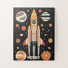 Retro Space Rocket Illustratie Legpuzzel