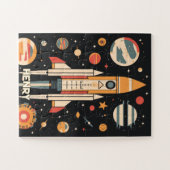 Retro Space Rocket Illustratie Legpuzzel (Horizontaal)
