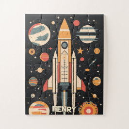 Retro Space Rocket Illustratie Legpuzzel