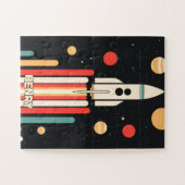 Retro Space Rocket Illustratie Legpuzzel (Horizontaal)