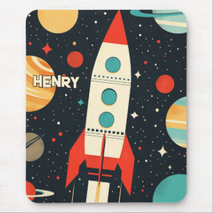 Retro Space Rocket Illustratie Muismat