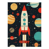 Retro Space Rocket Illustratie Perfect Poster (Voorkant)