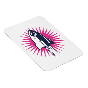 Retro Space Rocket Magneet