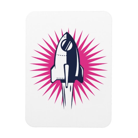 Retro Space Rocket Magneet (Verticaal)