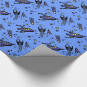 Retro Space Rocket schip verkennen de sterren! Cadeaupapier (Hoek)