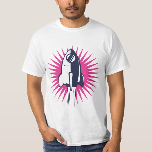 Retro Space Rocket T-shirt (Voorkant)