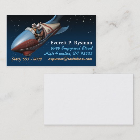 Retro Space Rocket Visitekaartjes (Voorkant / Achterkant)